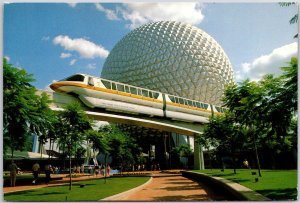 1984 Sleek Monorail Circles Geosphere Florida Time Machine Ride Posted Postcard