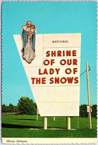 VINTAGE CONTINENTAL SIZE POSTCARD SHRINE OF OUR LADY OF THE SNOWS BELLEVILLE IL