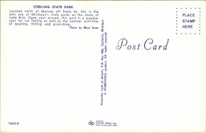 Sterling State Park Lake Erie Sign Michigan MI Postcard VTG UNP Dexter Vintage  