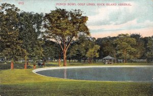 Rock Island Arsenal, IL Illinois PUNCH BOWL GOLF LINKS Golf Course 1908 Postcard