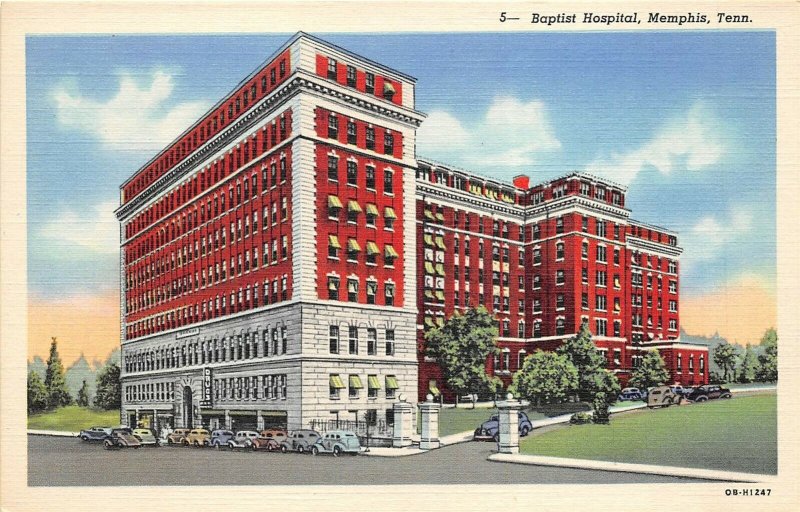 Memphis Tennessee 1940s Postcard Baptist Hospital