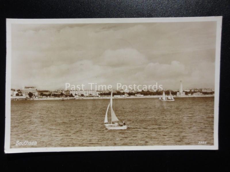 Hampshire: Southsea show War Memorial taken from Gosport c1953 RP Postcard