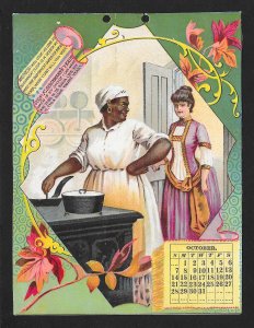 VICTORIAN TRADE CARD Fleischmann's Yeast Black Woman October 1910 Calendar