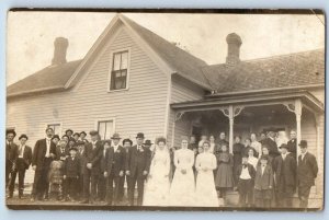 c1910's Wedding Day Family Guests House Scene RPPC Photo Antique Postcard