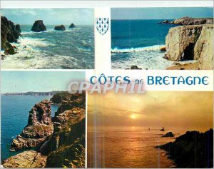 Postcard Modern Peninsula of Quiberon Brittany Cotes de Pois Tas The