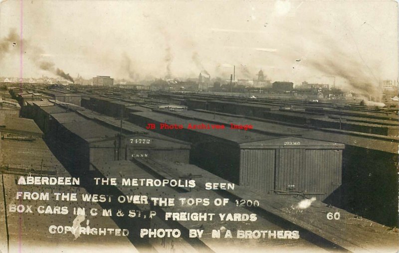 SD, Aberdeen, South Dakota, RPPC, Chicago Milwaukee & St Paul Railroad Yards