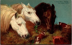 Postcard Art A Scanty Meal Herring Tate Gallery London Horses