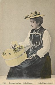 Hand Colored Postcard Swiss Costume Woman 3949 Schaffhouse Switzerland