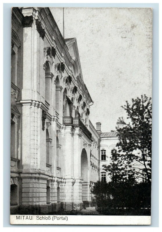 1914-16 WWI German Mitau, Schloss (Portal), Vintage Unused Postcard P20 