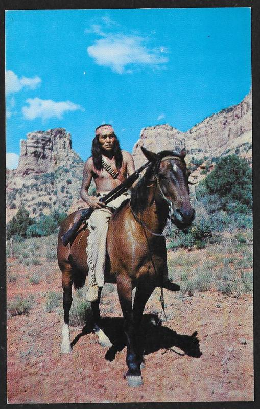 Apache Riding Bareback on Horse Arizona Unused c1950s