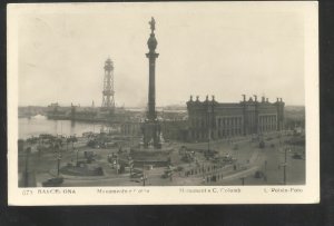 RPPC BARCELONA SPAIN MONUMENTO E COLON VINTAGE REAL PHOTO POSTCARD