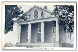 Union West Virginia Postcard Presbyterian Church Exterior Building c1940 Vintage