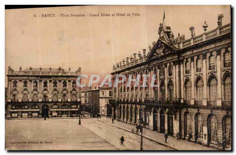 Old Postcard Nancy Place Stanislas Grand Hotel and Hotel de Ville