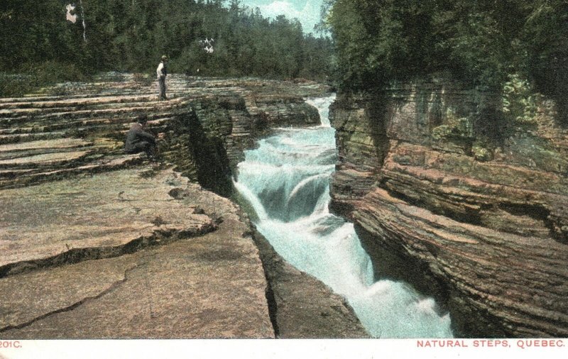 Quebec Canada, 1905 Natural Steps Rock Formations Waterfalls, Vintage Postcard
