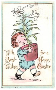 Easter, drawing child with easter lily