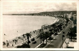 Vtg Postcard RPPC 1934 NIce France Cote D'Azur La Promenade des Anglais