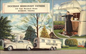 Richmond VA Camper Trailer Car Diocesan Missionary Fathers c1940 LINEN Postcard