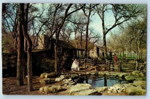 1984 Fort Worth Texas Postcard Log Cabin Village Colonial Parkway Forest Park