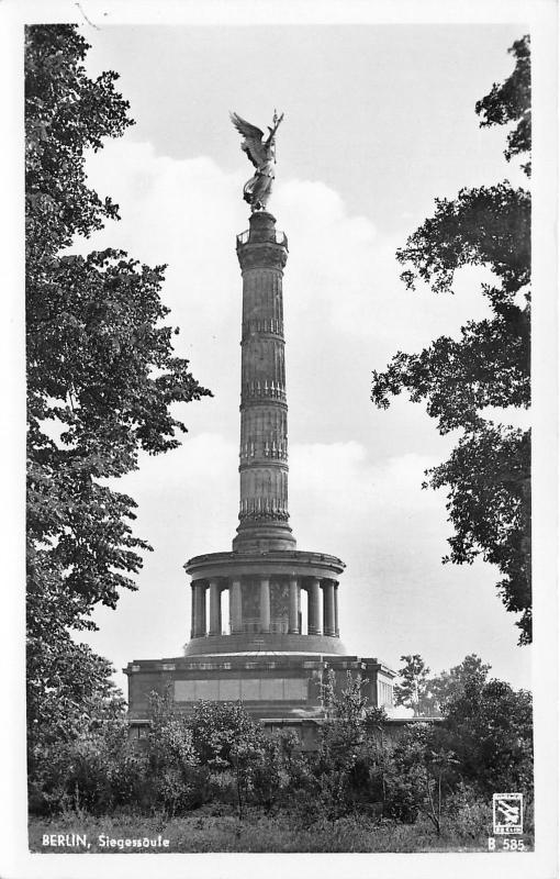 Berlin Germany~Siegessaule~Victory Column~1950s RPPC Postcard