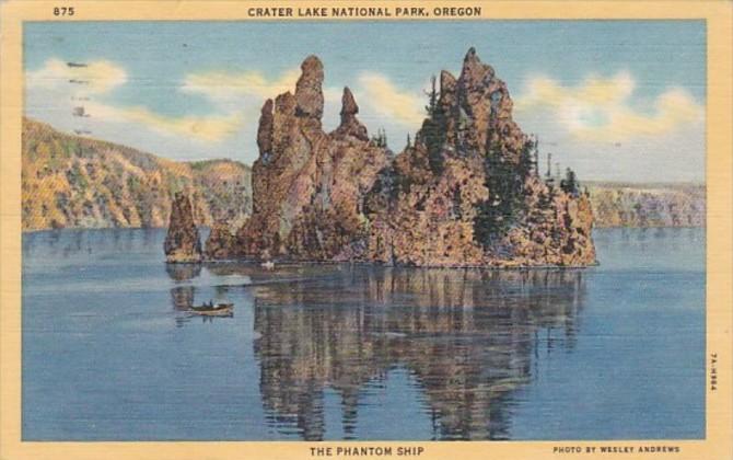 Orehon Crater Lake National Monument The Phantom Ship 1951 Curteich