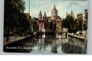 Amsterdam OZ Voorburgwal c1910 Postcard