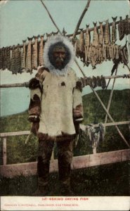 Monteray Washington WA Postmark Eskimo Inuit Drying Fish c1910 Postcard