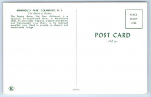 OCEANPORT, NJ ~ Trophy Room MONMOUTH PARK Race Track Clubhouse c1950s Postcard