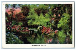 1937 Fryeburg Flowers Trees Stream Scenic View Maine ME Posted Vintage Postcard