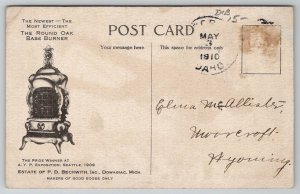 Dowagiac MI Round Oak Base Burner Adv Indian December Hunting Moon Postcard E25