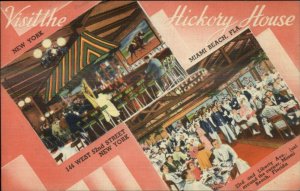 Miami Beach FL Hickory House Restaurant NICE LINEN Postcard