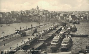 Turkey Istanbul Constantinople The Galata Bridge Vintage RPPC 08.39