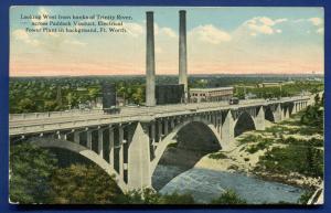 Fort Worth Texas tx Paddock Viaduct Power Plant Trinity River postcard 