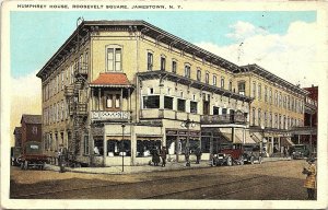 Postcard NY Jamestown Humphrey House Roosevelt Square - Old Cars - 1926 A2