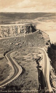 Rowena Loops Columbia River Highway, in Oregon,  Real Photo Postcard