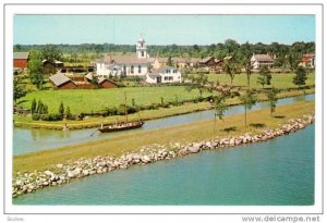 Bird's-eye view showing a Bateau on the Canal & Christ Church,  Morrisburg,  ...