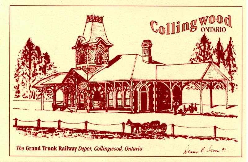 Canada - ON, Collingwood. Grand Trunk Rwy Station. Artist: Dennis B Owen