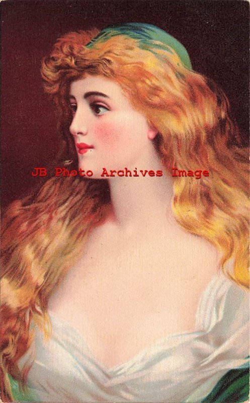 Unknown Artist, Birn Brothers No H 6, Beautiful Woman with Long Red Hair