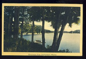 Greetings From Jackman, Maine/ME Postcard, Lake Scene