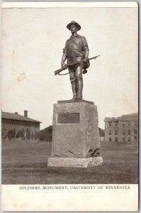 Soldiers Monument University of Minnesota MN Historic Statue Landmark Postcard