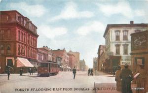 c-1910 Fourth Street  Douglas Trolley Sioux City Iowa Simplicty postcard 9202