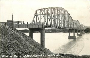 Postcard RPPC 1940s South Dakota Chamberlain Missouri River Bridge SD24-1309