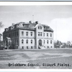 c1930s Gilbert Plains, Manitoba, Canada RPPC Brickburn School Postcard A103