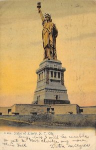 Statue of Liberty New York City, USA 1905 writing on front, tab marks on corn...