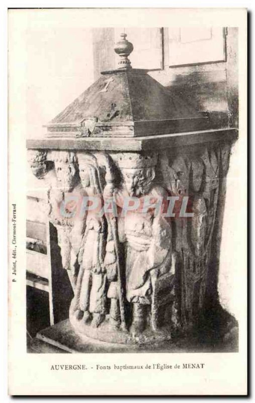 Old Postcard Auvergne Baptismal font Church of I Menat