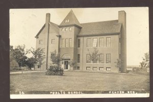 RPPC PENDER NEBRASKA PUBLIC SCHOOL BUILDING VINTAGE REAL PHOTO POSTCARD