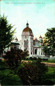 Vtg Tarjeta Postal 1907 Vista de La Parlamento Edificios - Victoria CB Canada