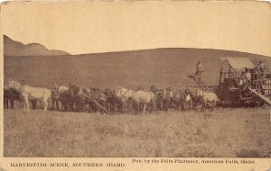 J16/ Parma Idaho Postcard c1910 Southern Harvesting Scene Horses Farm 198