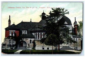 c1910's Unitarian Church Pine & 5th Street Building Manistee MI Posted Postcard
