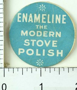 1890's Enameline The Modern Stove Polish Victorian Trade Card Die Cut Round F93