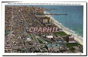 Old Postcard Aerial View Showing Atlantic City & # 39s New Convention Hall an...